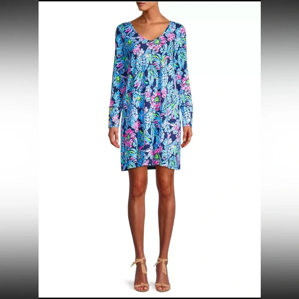 Lilly Pulitzer- Kaisley Dual-Neck, High Tide Navy, Pineapple Paradise Dress XS